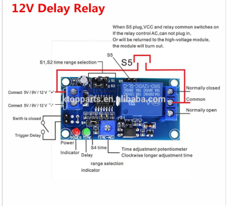 Timer DC 12V Delay Relay Delay Turn On  Delay Turn off Switch Module